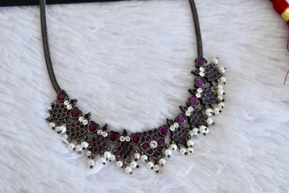 Black finish precious kemp-green pearl necklace dj-51766