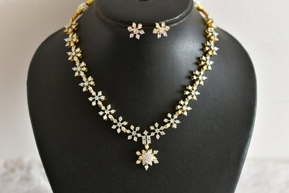 Two tone white flower necklace set dj-51975