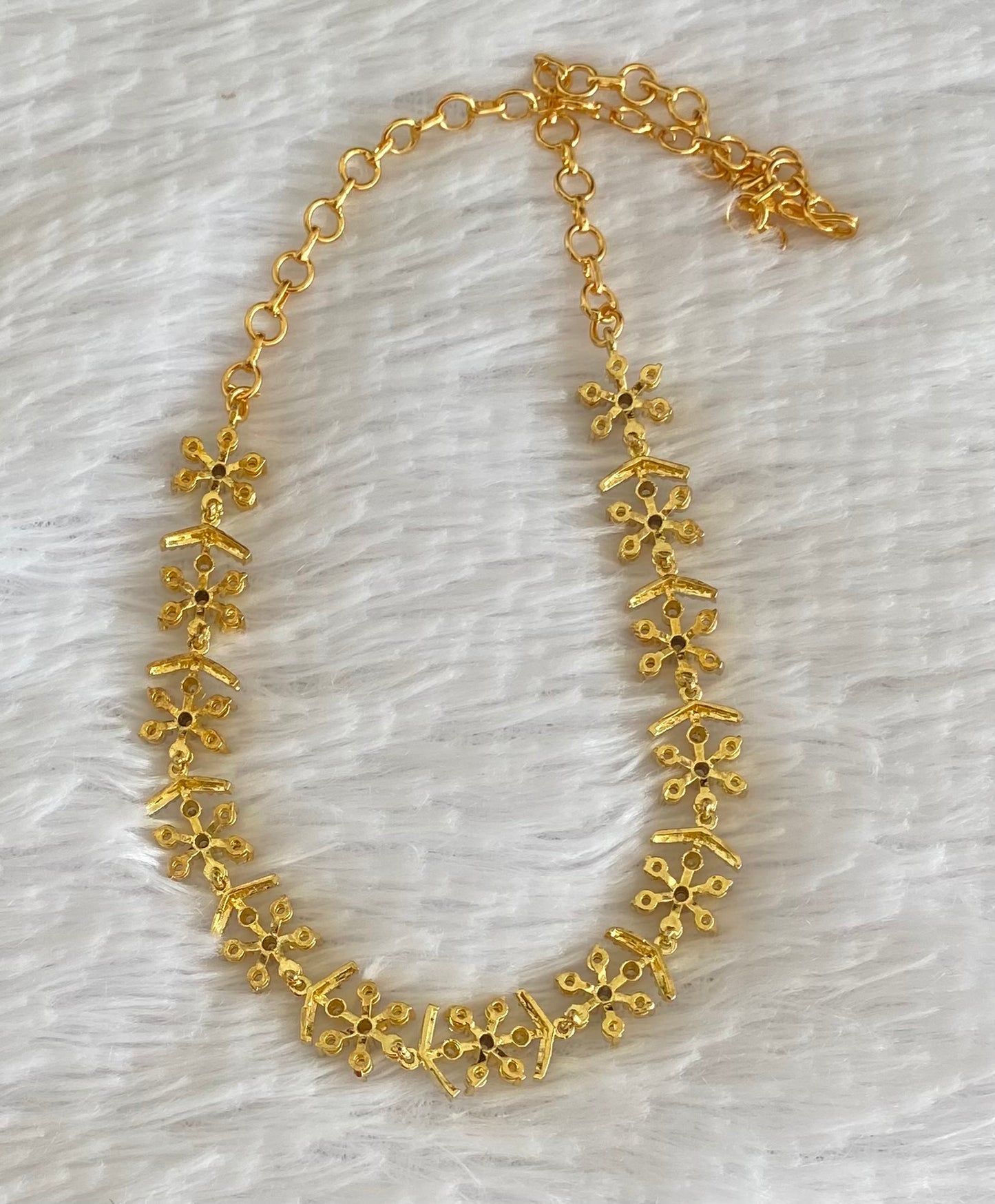 Two tone cz white stone necklace dj-54349