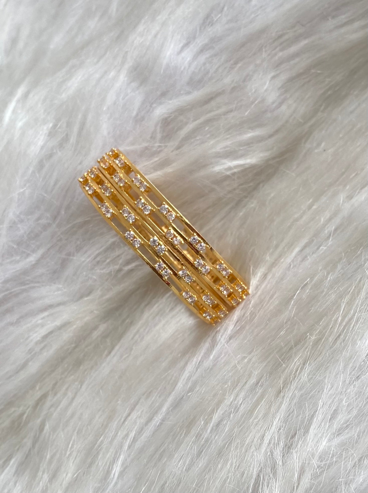 Gold tone white stone bangles(2.4) Dj-54829