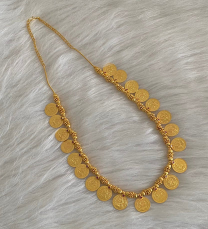 Gold tone pink stone lakshmi coin short haar dj-54490