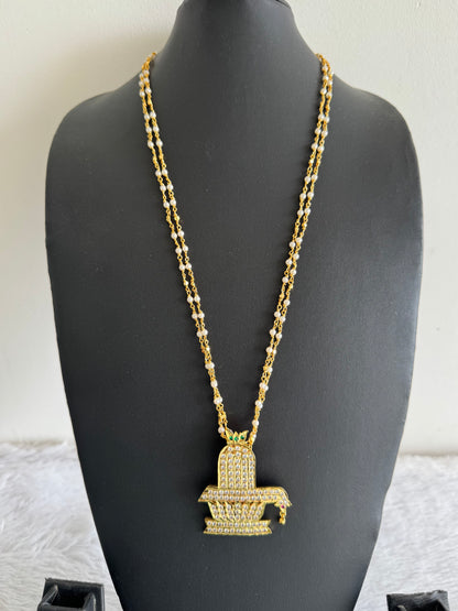 Gold tone 24 inches chain with AD shiva lingam pendant dj-52224