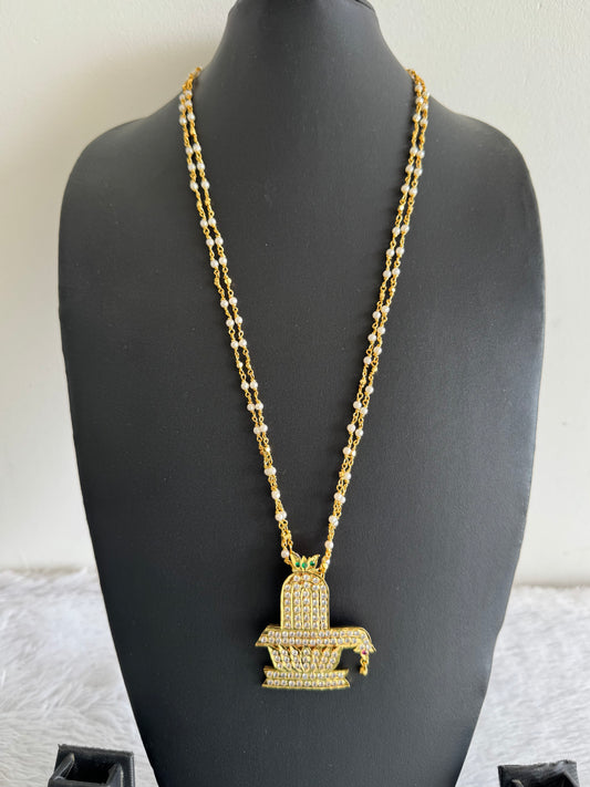 Gold tone 24 inches chain with AD shiva lingam pendant dj-52224