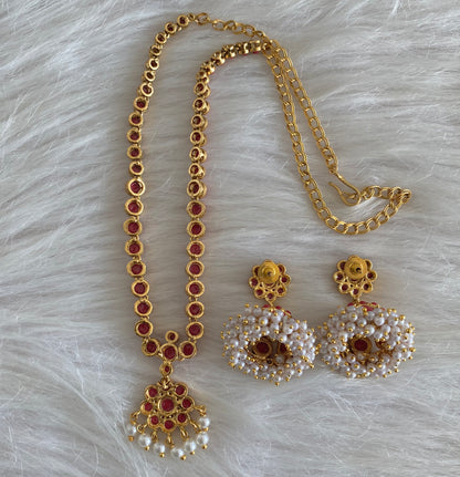 Matte finish coral pearl flower necklace set dj-55141