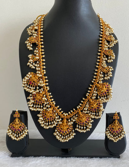 Matte finish kemp-green pearl Lakshmi Gutta Pusalu short haar set dj-23591