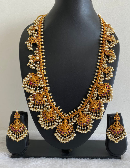 Matte finish kemp-green pearl Lakshmi Gutta Pusalu short haar set dj-23591