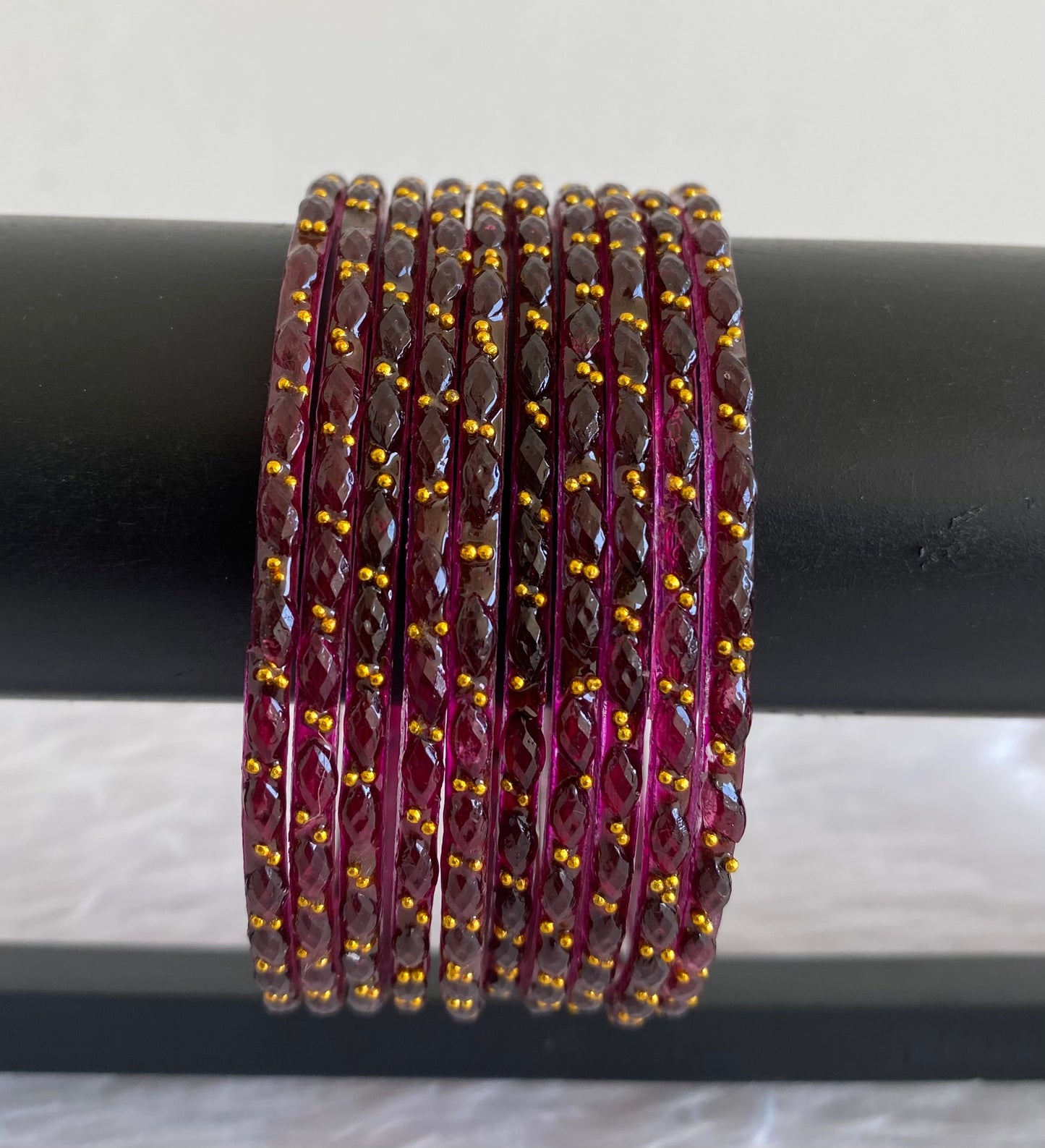 Set of 10 dark purple glass bangles(2.10) dj-52846