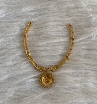 Gold tone white stone lakshmi necklace dj-54666