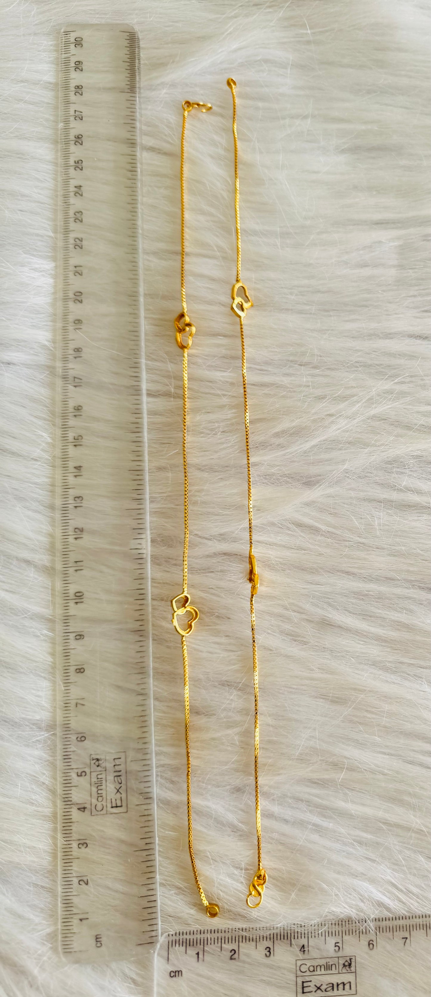 Gold tone 10.5 inches heart anklets dj-51299