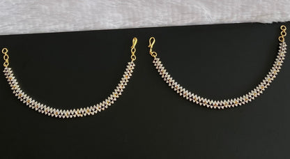 Two tone cz white stone ear side chain dj-54062