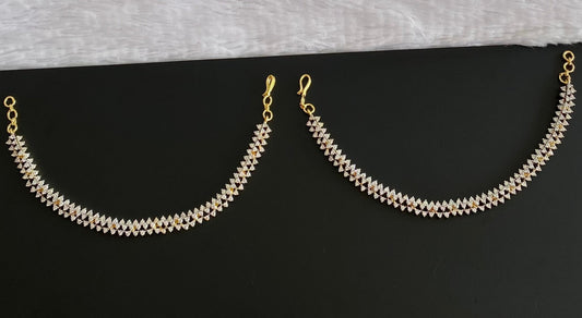 Two tone cz white stone ear side chain dj-54062