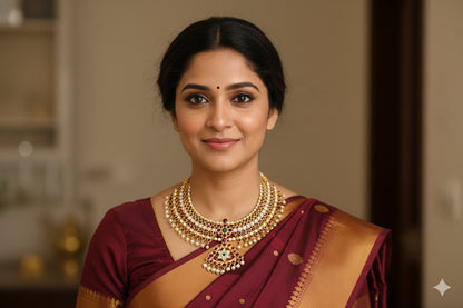 Gold tone precious kemp-green-white pearl big necklace dj-52260