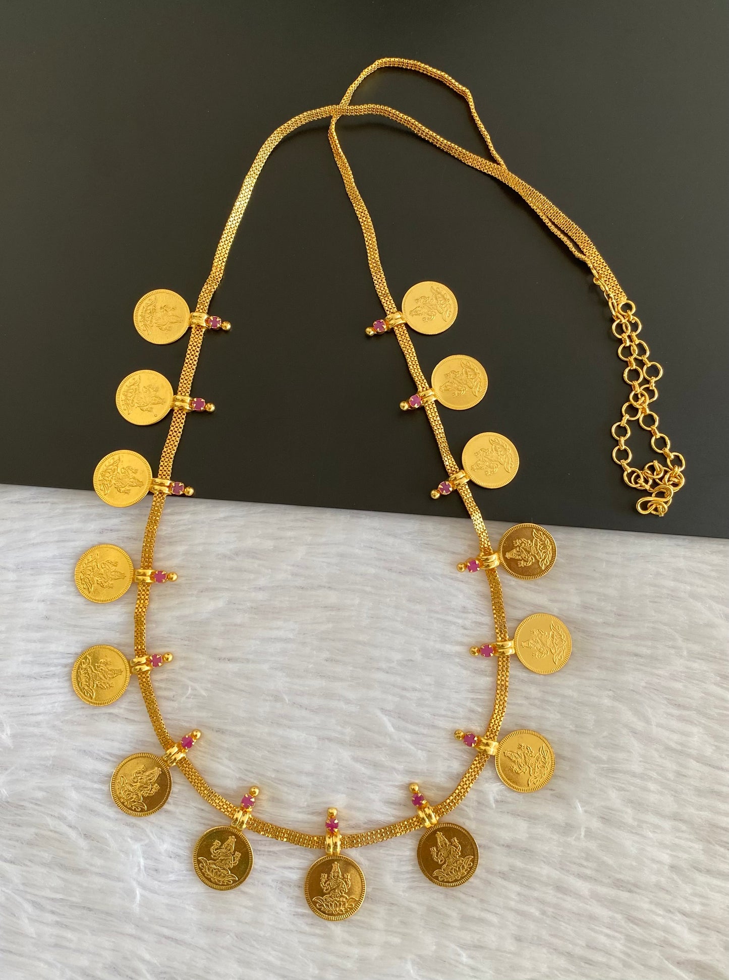 Gold tone lakshmi coin waist chain/hip chain dj-53177