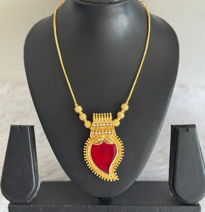 Gold tone red-white kerala style mango kodi necklace dj-51697