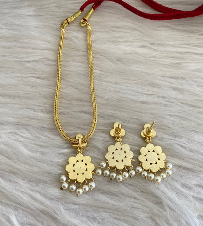 Gold tone precious kemp-green flower attigai/necklace set dj-54621