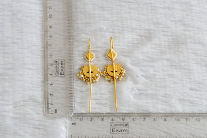 Gold tone white kundan jadau lotus bugadi needle earrings dj-52448