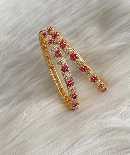 Gold tone ruby white stone nakshatra bangles(2.10) dj-55153
