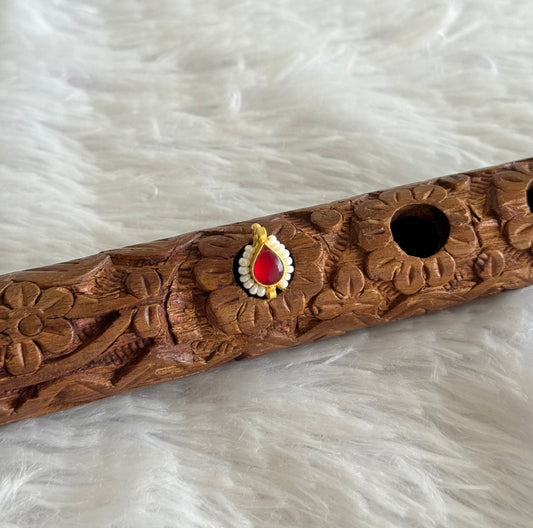 Gold tone pink pearl thilak kundan jadau flower Nose Pin Dj-51424