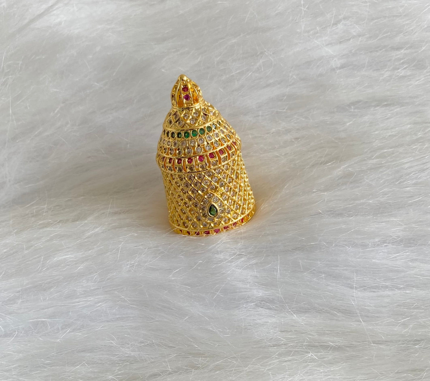 Gold tone pink-green-white crown/kreedam dj-54461