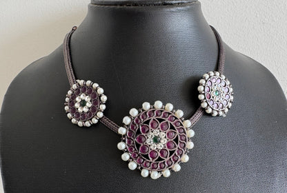 Black finish precious kemp-green pearl round necklace dj-52280