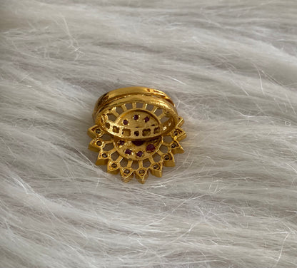 Gold tone white-ruby stone adjustable finger ring dj-55053