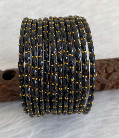 Set of 10 black glass bangles(2.10) dj-52875