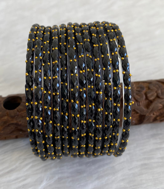 Set of 10 black glass bangles(2.10) dj-52875