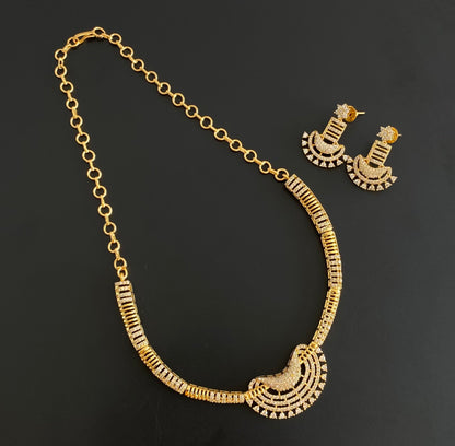 Gold tone white stone necklace set dj-54352