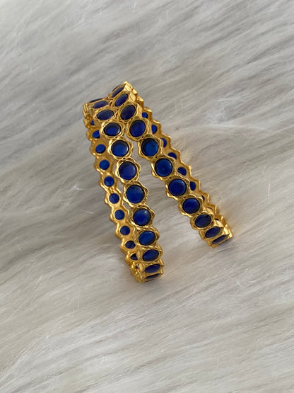 Antique gold tone blue stone bangles(2.8) dj-55161