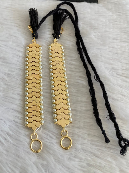 Gold tone AD white stone pearl ear side chain dj-53383