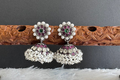 Black finish precious kemp-green pearl jhumkka dj-52296