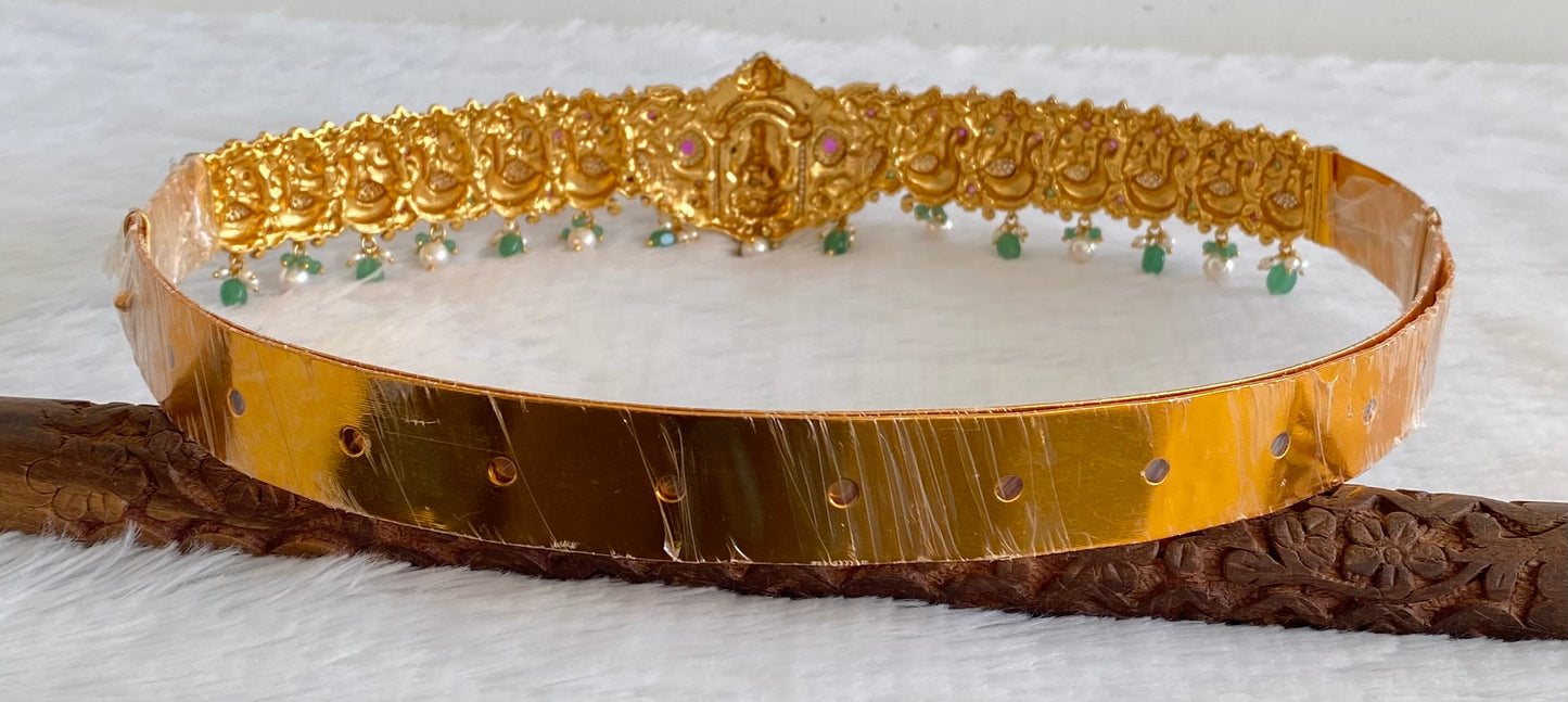 Matte finish meenakari lakshmi swan waist belt dj-53522