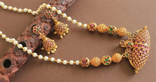 Matte finish real Kemp-green pearl peacock necklace set DJ28069