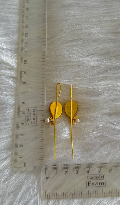 Gold tone pink-white kundan jadau mango bugadi earrings dj-51132