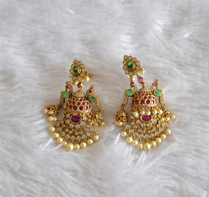 Matte finish kemp-green pearl bali peacock jhumkka dj-51864