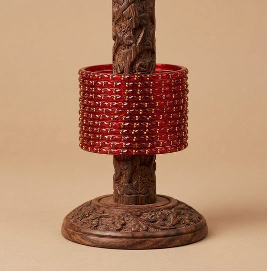 Set of 12 red glass bangles(2.6) dj-52826