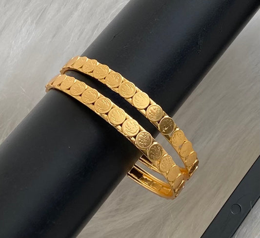 Gold tone lakshmi coin bangles(2.10) Dj-55183