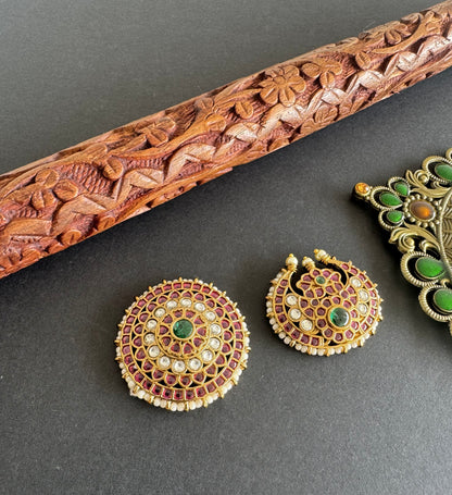 Matte finish kemp-green pearl sun moon hair jewel dj-52015