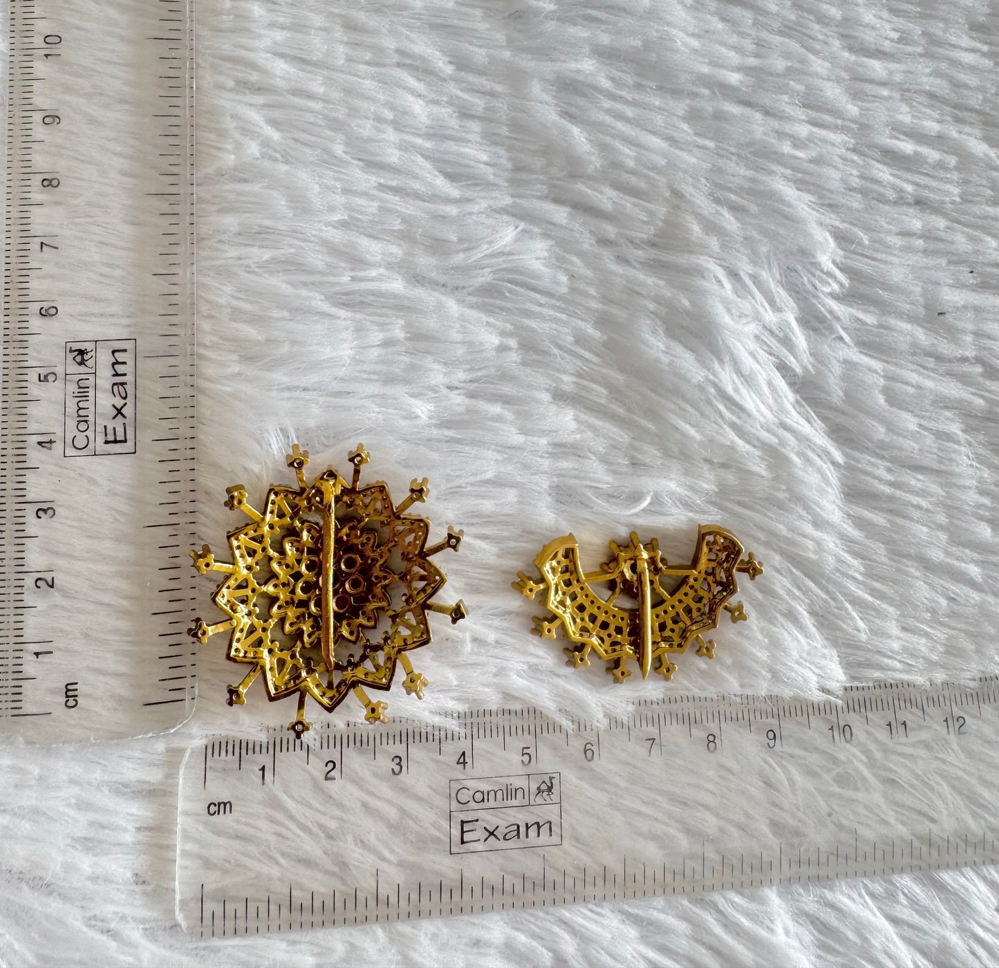 Antique gold tone kemp-green-white sun moon hair jewel dj-52021