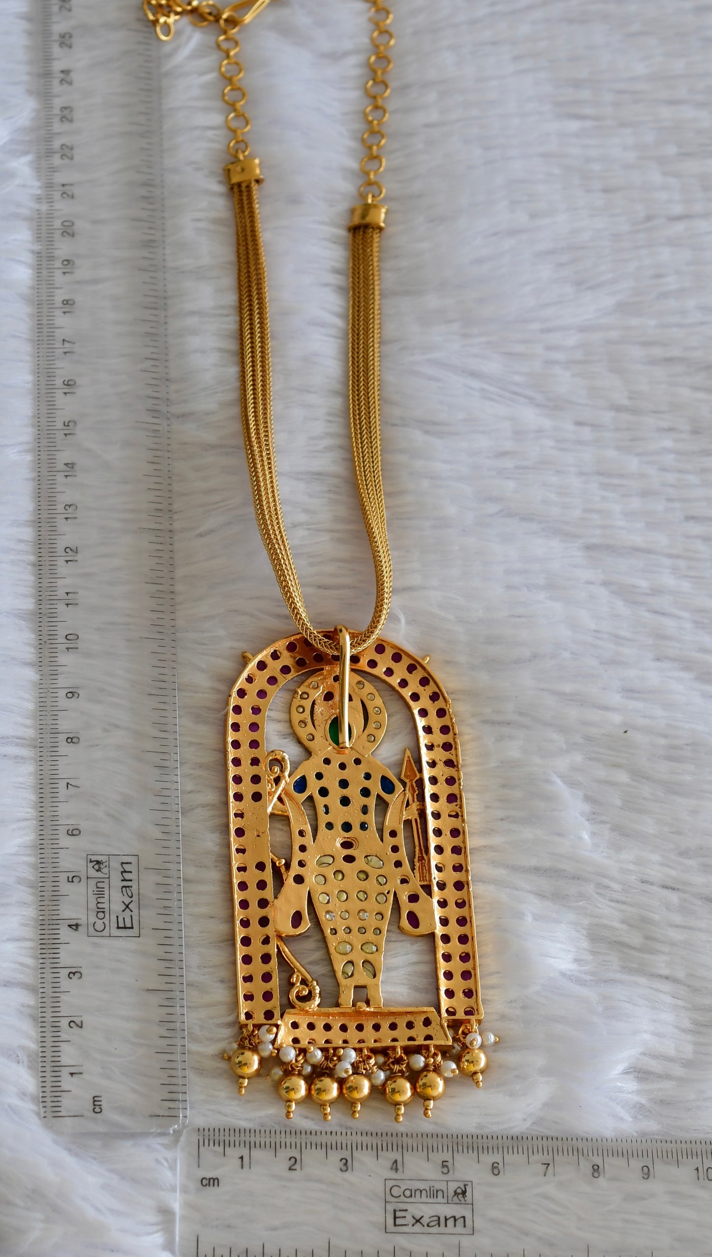 Matte finish kemp-green-blue big Ramlalla pendant necklace dj-51811