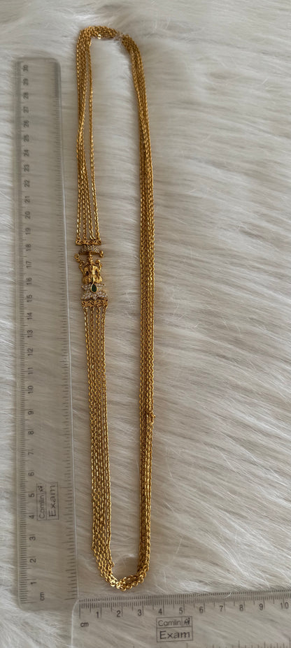 Matte finish cz green lakshmi lotus mugappu chandra haar dj-51240