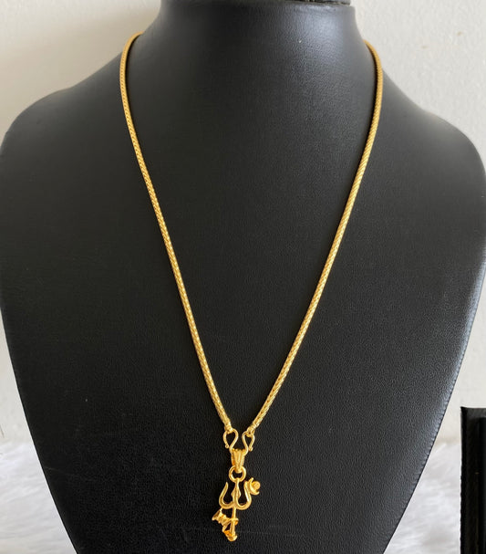 Gold tone 18 inches chain with trishul pendant dj-54391
