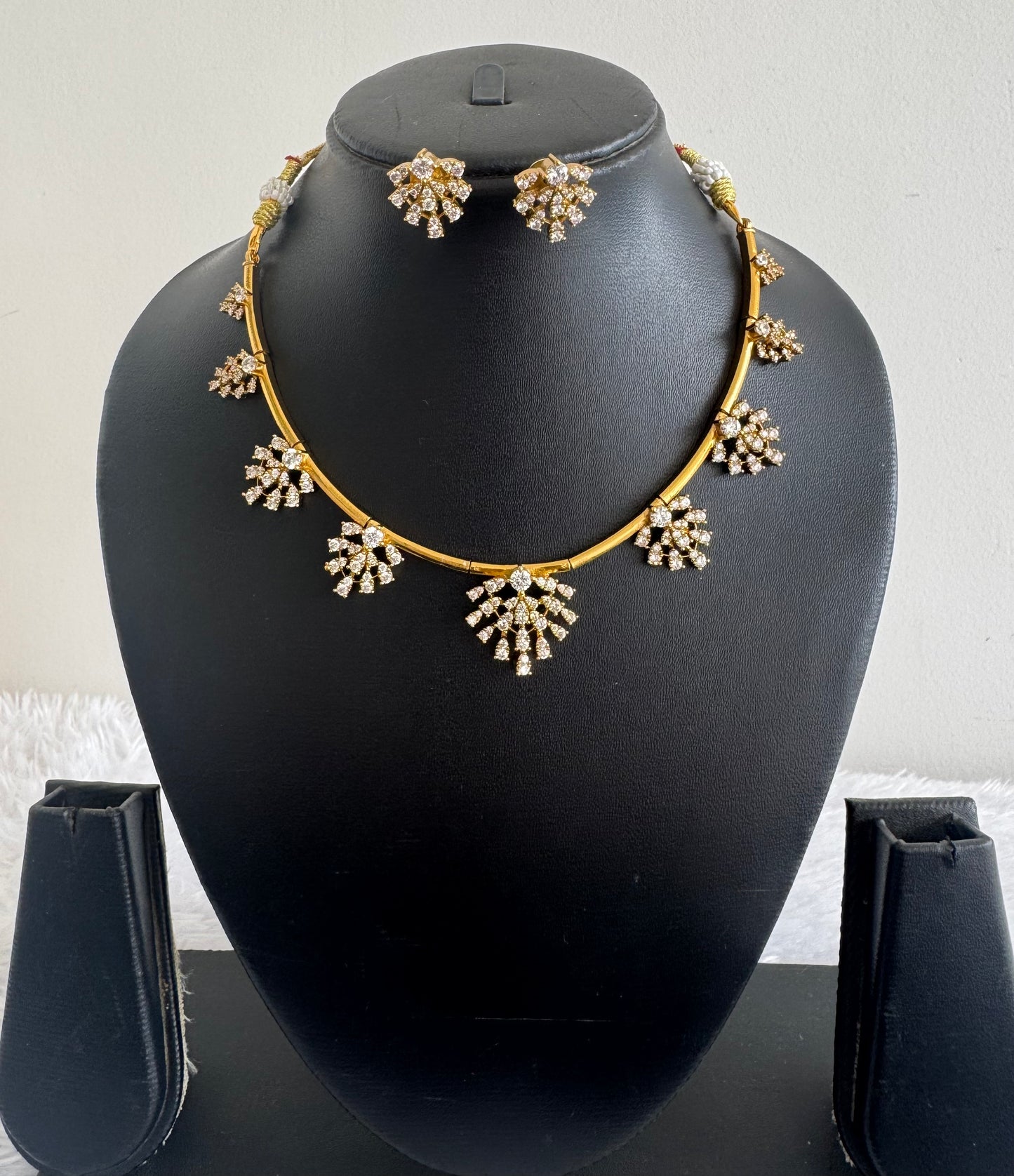 Matte finish cz white kanti necklace set dj-52113