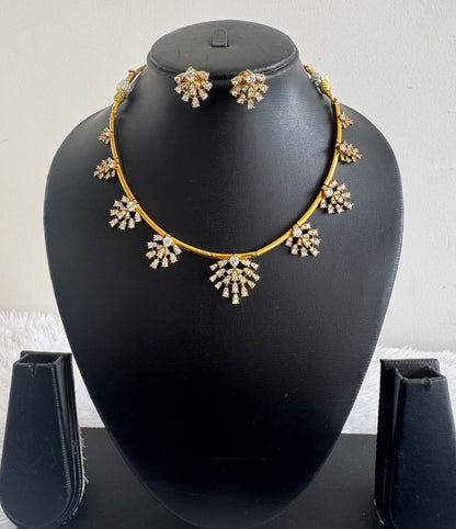 Matte finish cz white kanti necklace set dj-52113