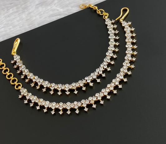 Two tone cz white stone ear side chain dj-54061