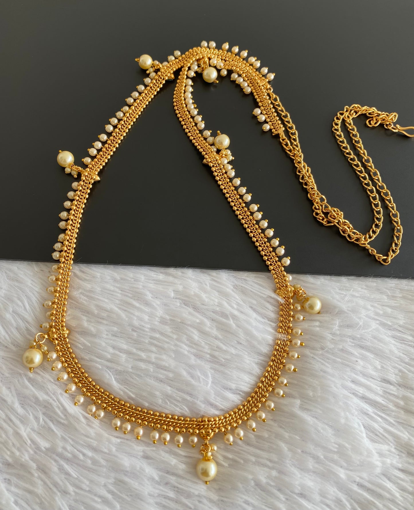 Antique gold tone pearl hip/waist chain dj-53208