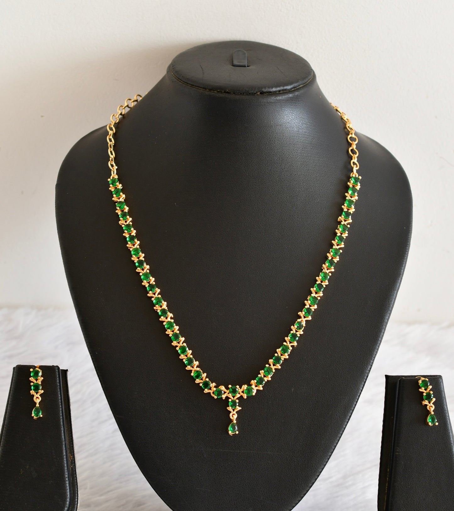 Gold tone AD bottle green necklace set dj-53306