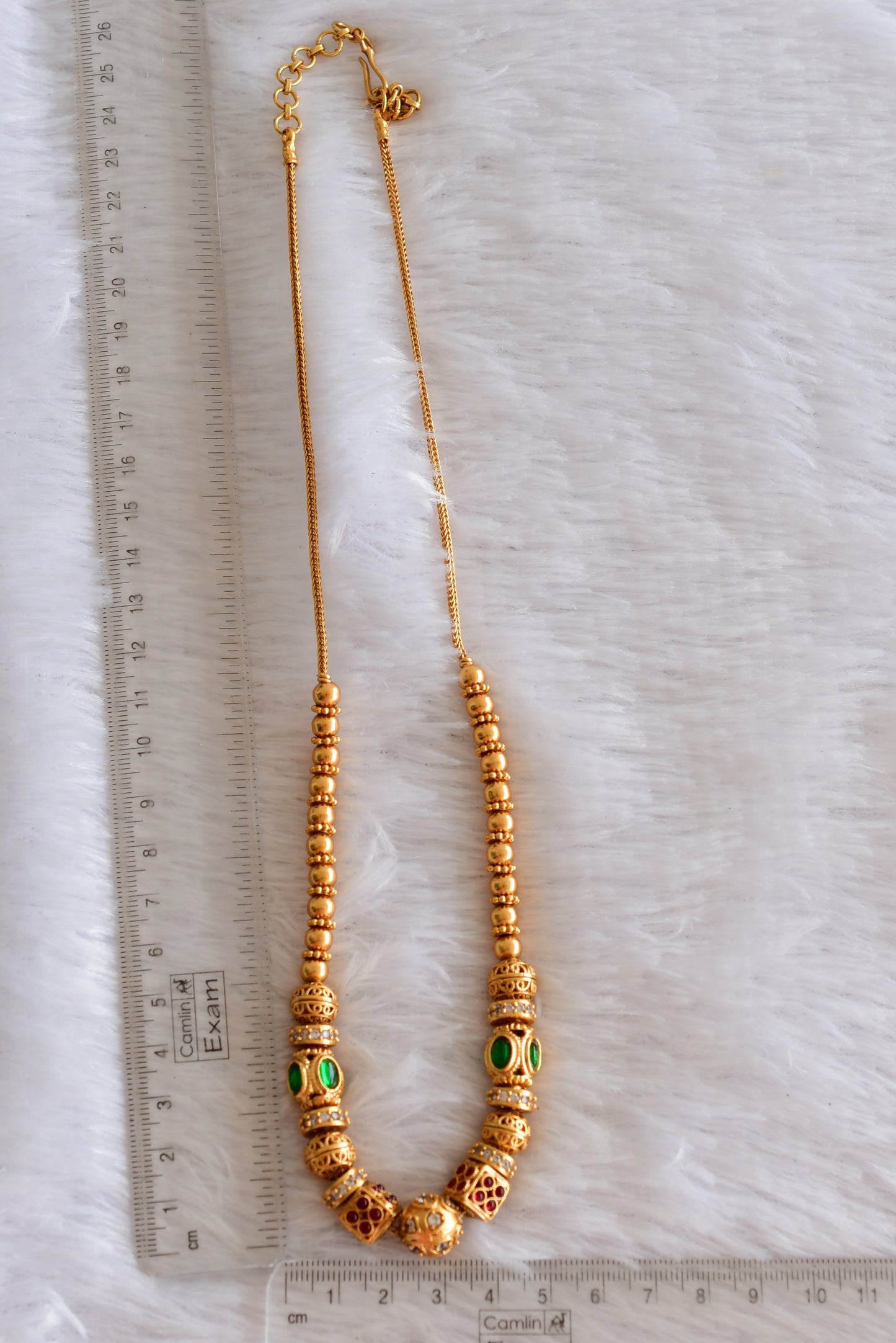 Matte finish Kemp-green-white beaded chain dj-37554