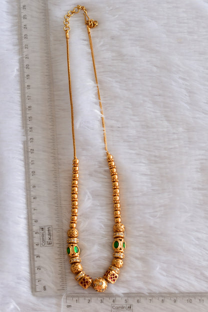 Matte finish Kemp-green-white beaded chain dj-37554