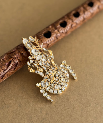 Gold tone white kundan jadau Kamakshi pendant dj-51592